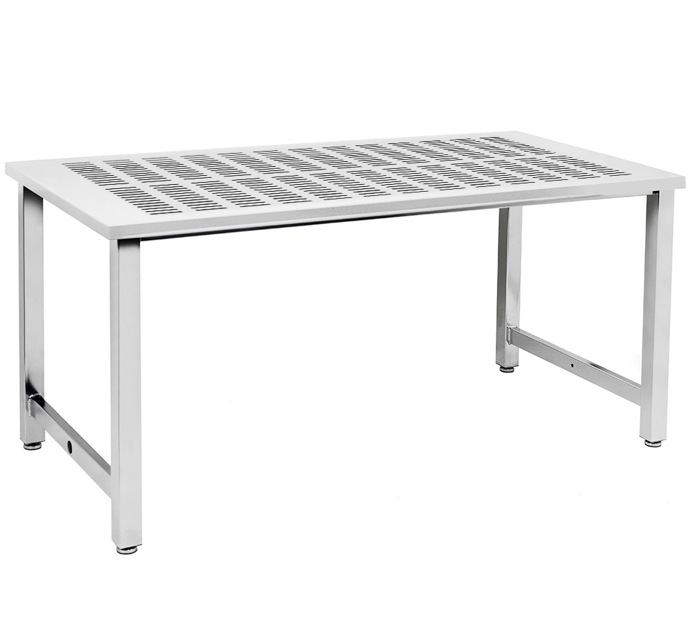 JA6000 Workbench Electropolished 3/8" Slotted Pattern Perforated Stainless Steel Top, Square Cut Edge