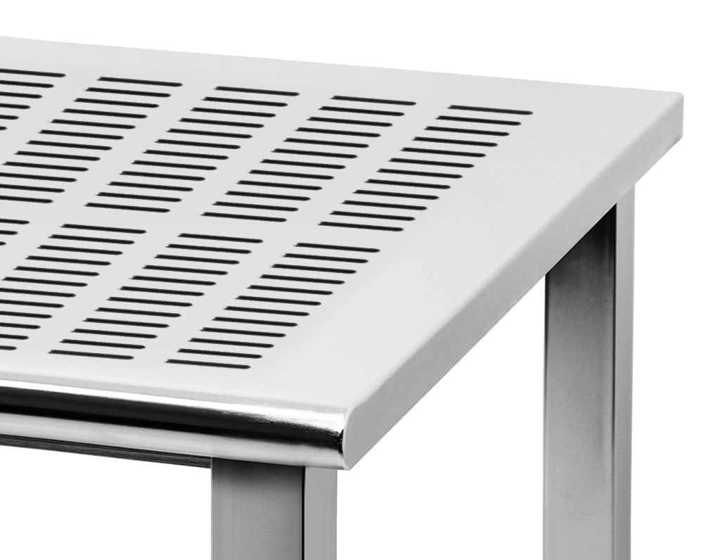 JA6000 Workbench Electropolished 3/8" Slotted Pattern Perforated Stainless Steel Top, Round Front Edge - Image 2