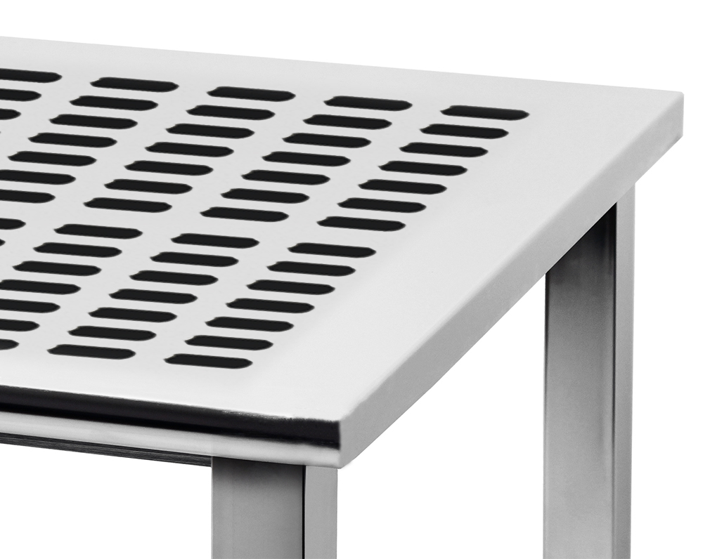JA6000 Workbench Electropolished 1" Slotted Pattern Perforated Stainless Steel Top, Square Cut Edge - Image 2