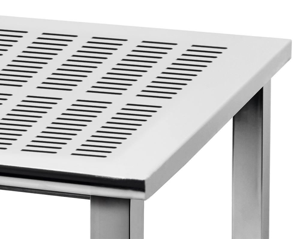 JA6000 Workbench Electropolished 3/8" Slotted Pattern Perforated Stainless Steel Top, Square Cut Edge - Image 2