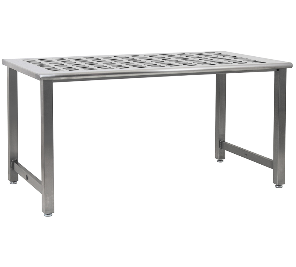 JA6000 Stainless Steel Workbench with 1/2" Slotted Pattern Perforated Stainless Steel Top, Round Front Edge