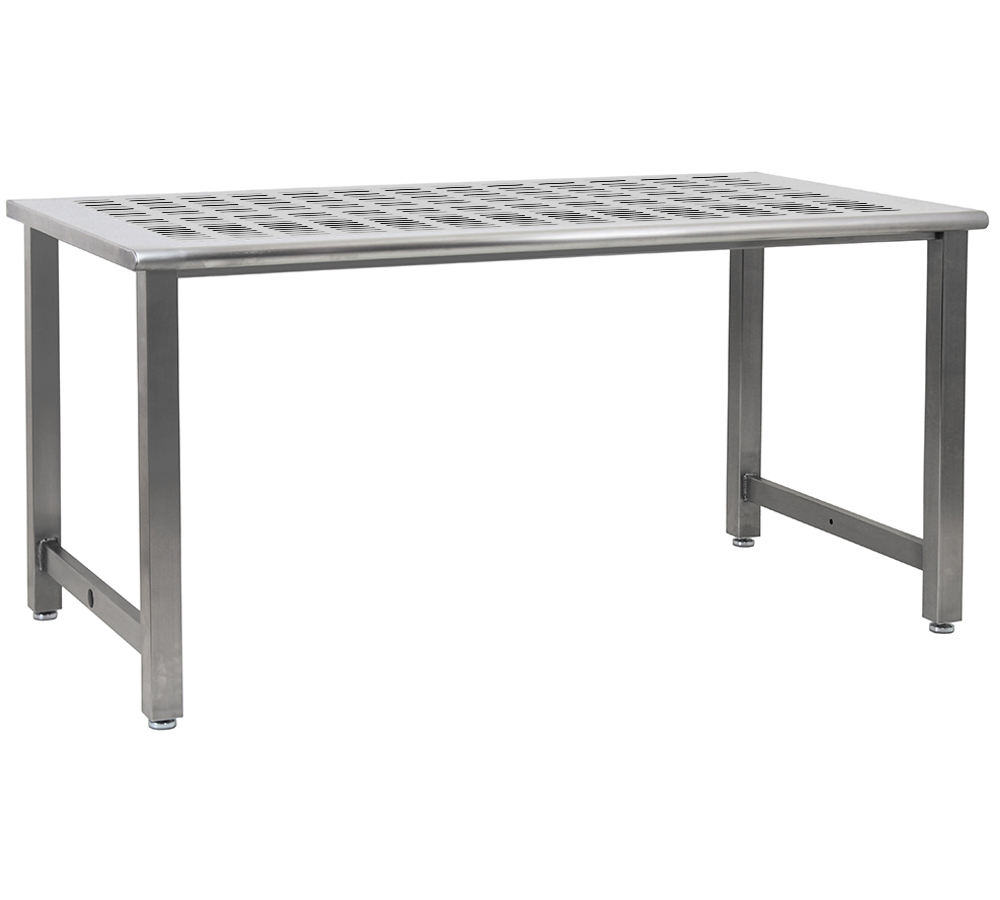 JA6000 Stainless Steel Workbench with 3/8" Slotted Pattern Perforated Stainless Steel Top, Round Front Edge