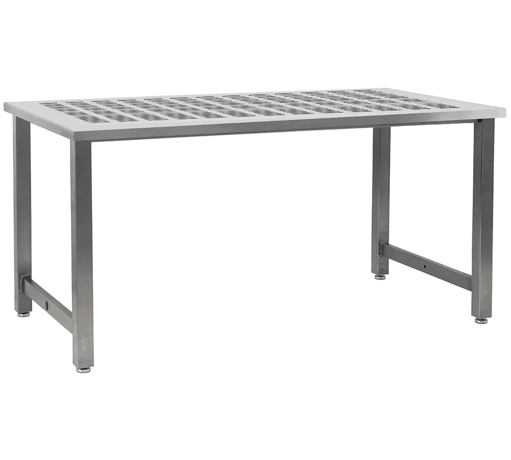 JA6000 Stainless Steel Workbench with 1/2" Slotted Pattern Perforated Stainless Steel Top, Square Cut Edge