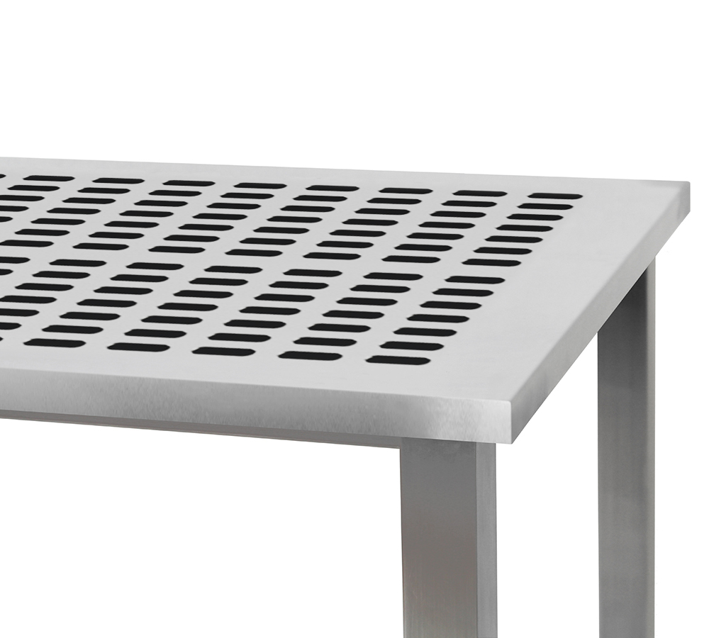 JA6000 Stainless Steel Workbench with 1" Slotted Pattern Perforated Stainless Steel Top, Square Cut Edge - Image 2