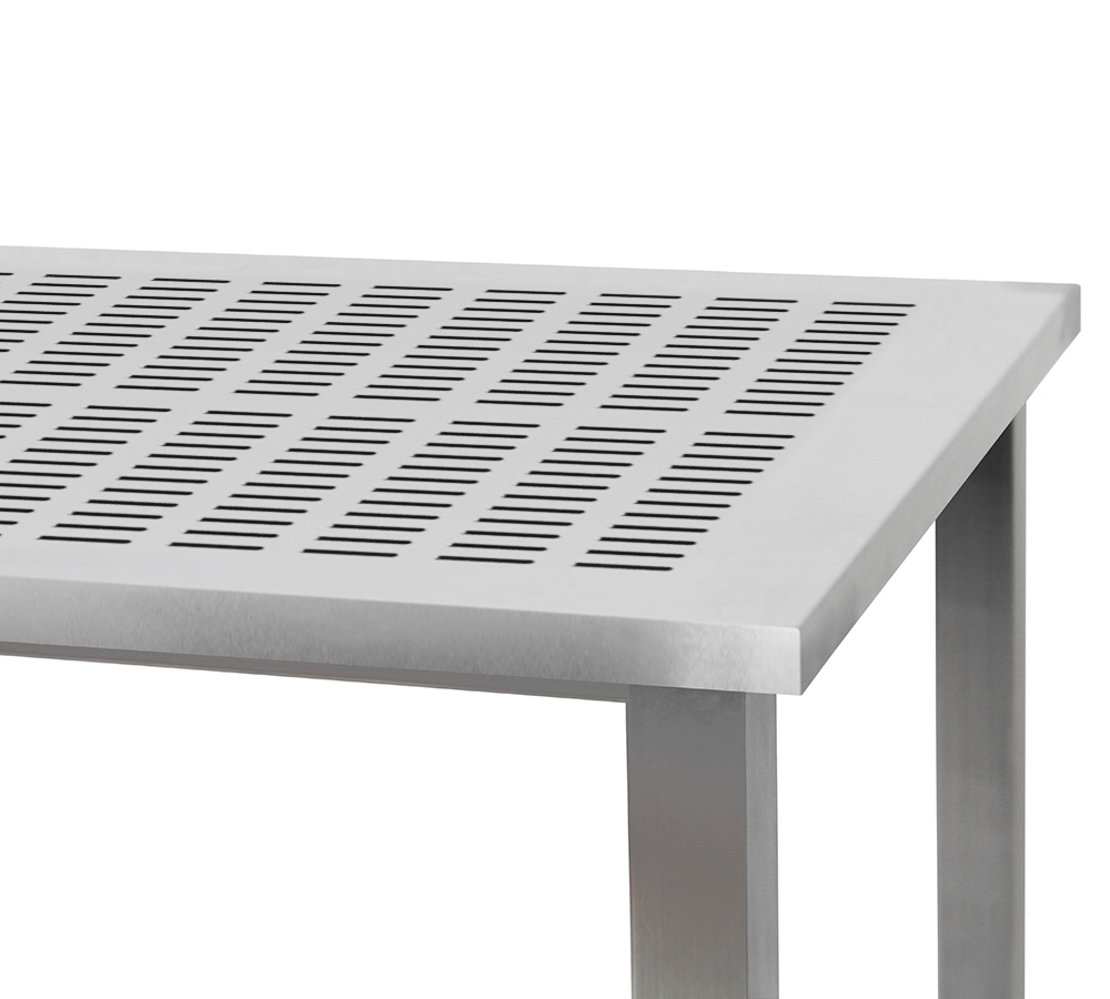 JA6000 Stainless Steel Workbench with 3/8" Slotted Pattern Perforated Stainless Steel Top, Square Cut Edge - Image 2