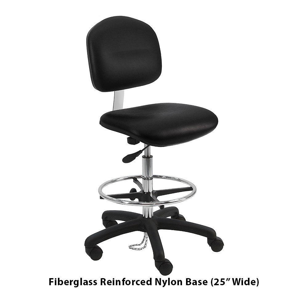 Cleanroom ESD Bench Height Chair, Vinyl, 8" Stroke
