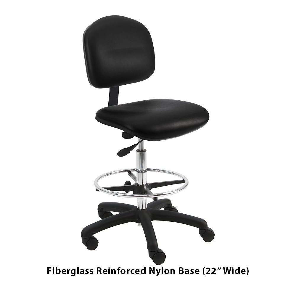 Industrial Task Bench Height Chair, Vinyl, 8" Stroke