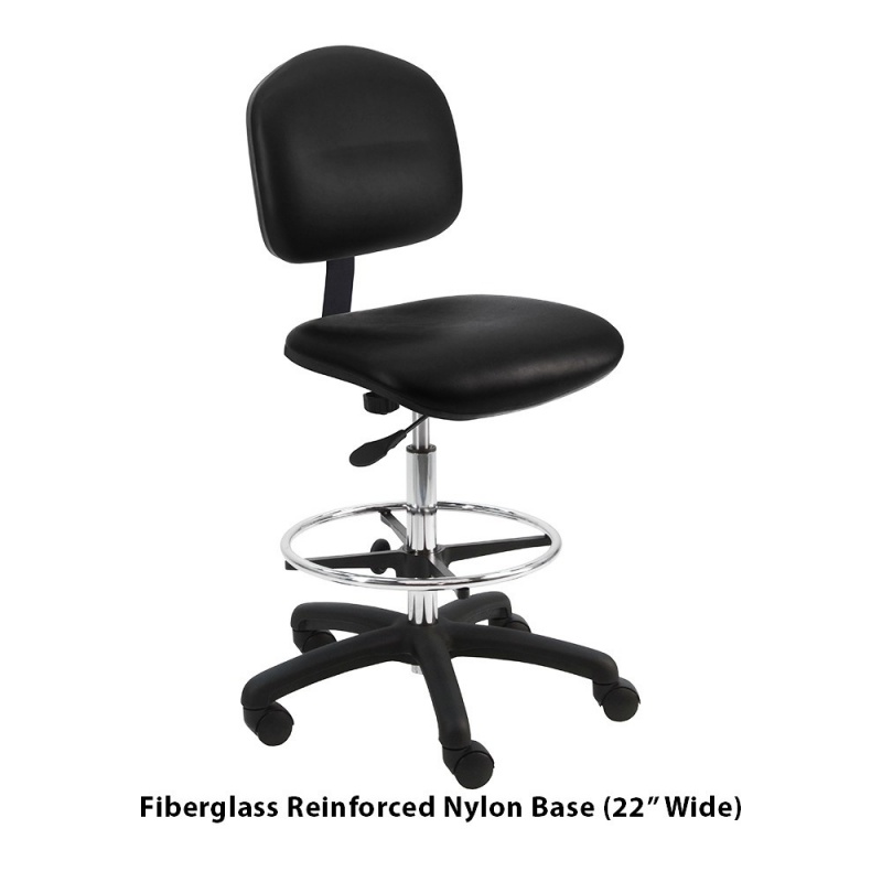 Industrial Task Bench Height Chair, Vinyl, 10" Stroke