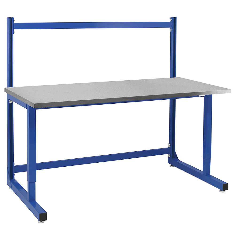 JA2000 Strut Adjustable Workbench 54" Height with Stainless Steel Top, Square Cut Edge