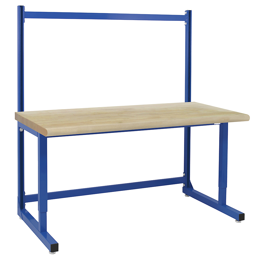 JA2000 Strut Adjustable Workbench 66" Height with Lacquered 100% Solid Maple Hardwood Top, Round Front Edge