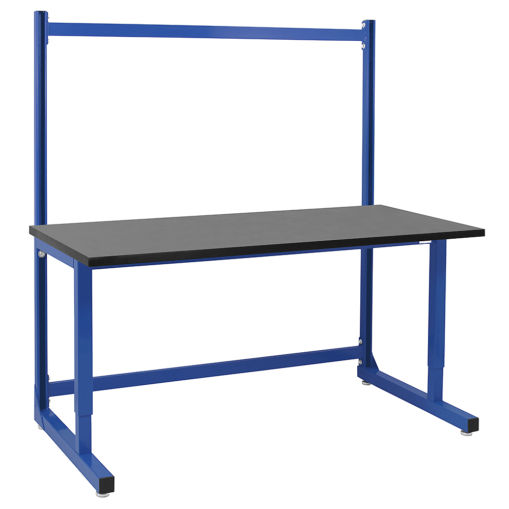 JA2000 Strut Adjustable Workbench 66" Height with 1" Thick Phenolic Resin Top - Square Cut Edge