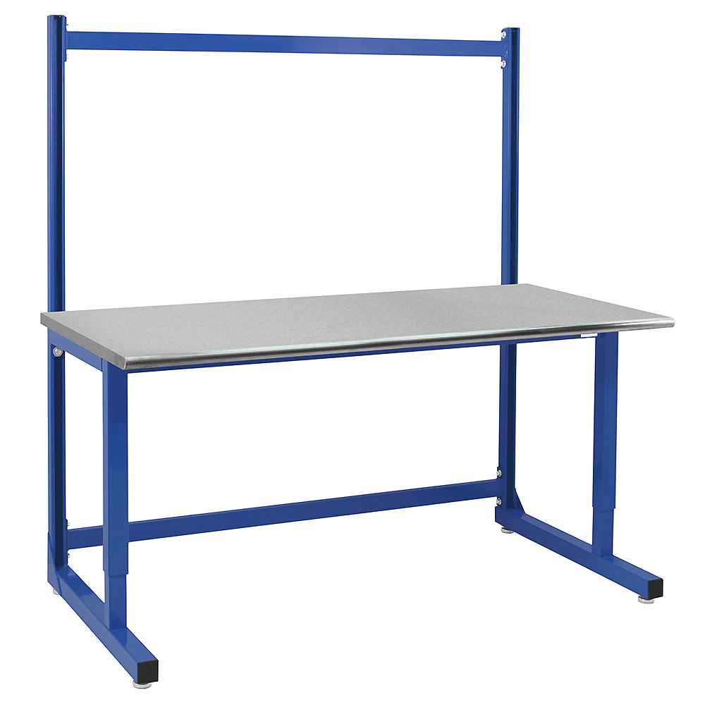JA2000 Strut Adjustable Workbench 66" Height with Stainless Steel Top, Round Front Edge