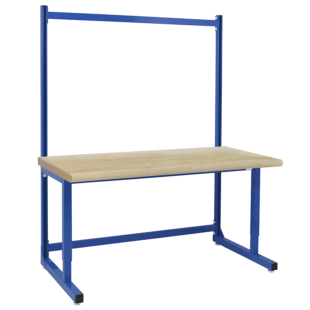 JA2000 Strut Adjustable Workbench 78" Height with Lacquered 100% Solid Maple Hardwood Top, Round Front Edge