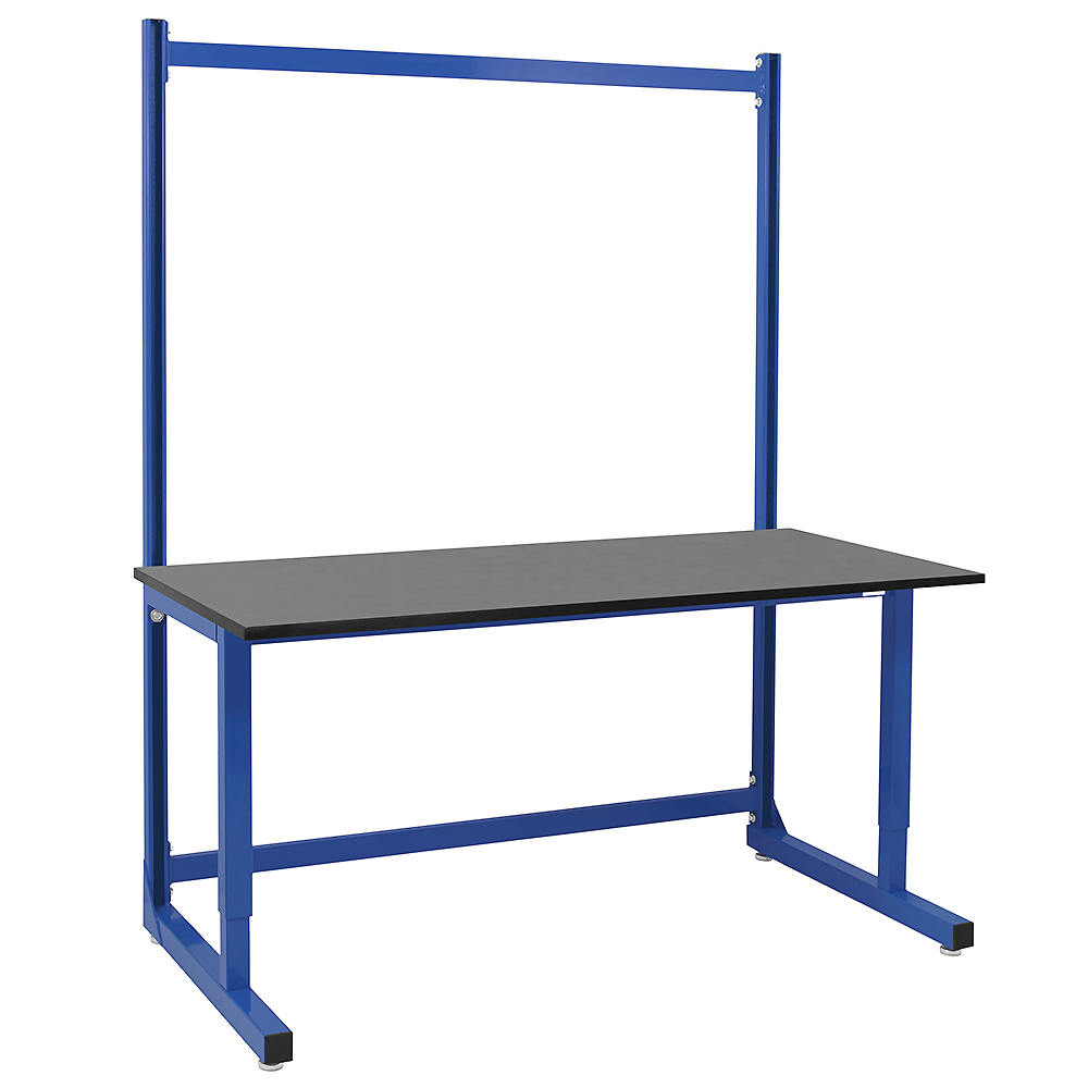 JA2000 Strut Adjustable Workbench 78" Height with 3/4" Thick Phenolic Resin Top - Square Cut Edge