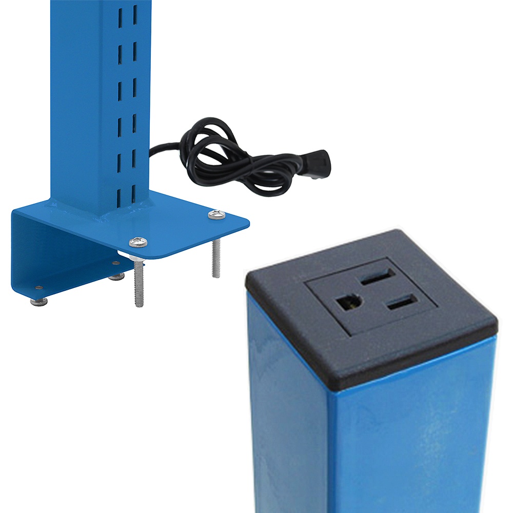 Single Sided Slotted Upright with Power Plug For Butcherblock