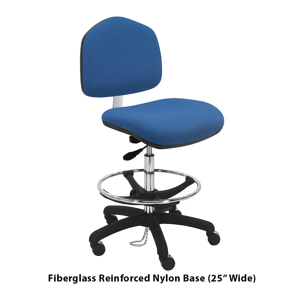 ESD-Safe Bench Height Chair with Large Seat & Back, Fabric, 8" Stroke