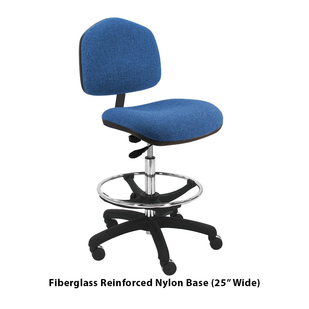 Industrial Task Bench Height Chair with Large Seat & Back, Fabric, 8" Stroke